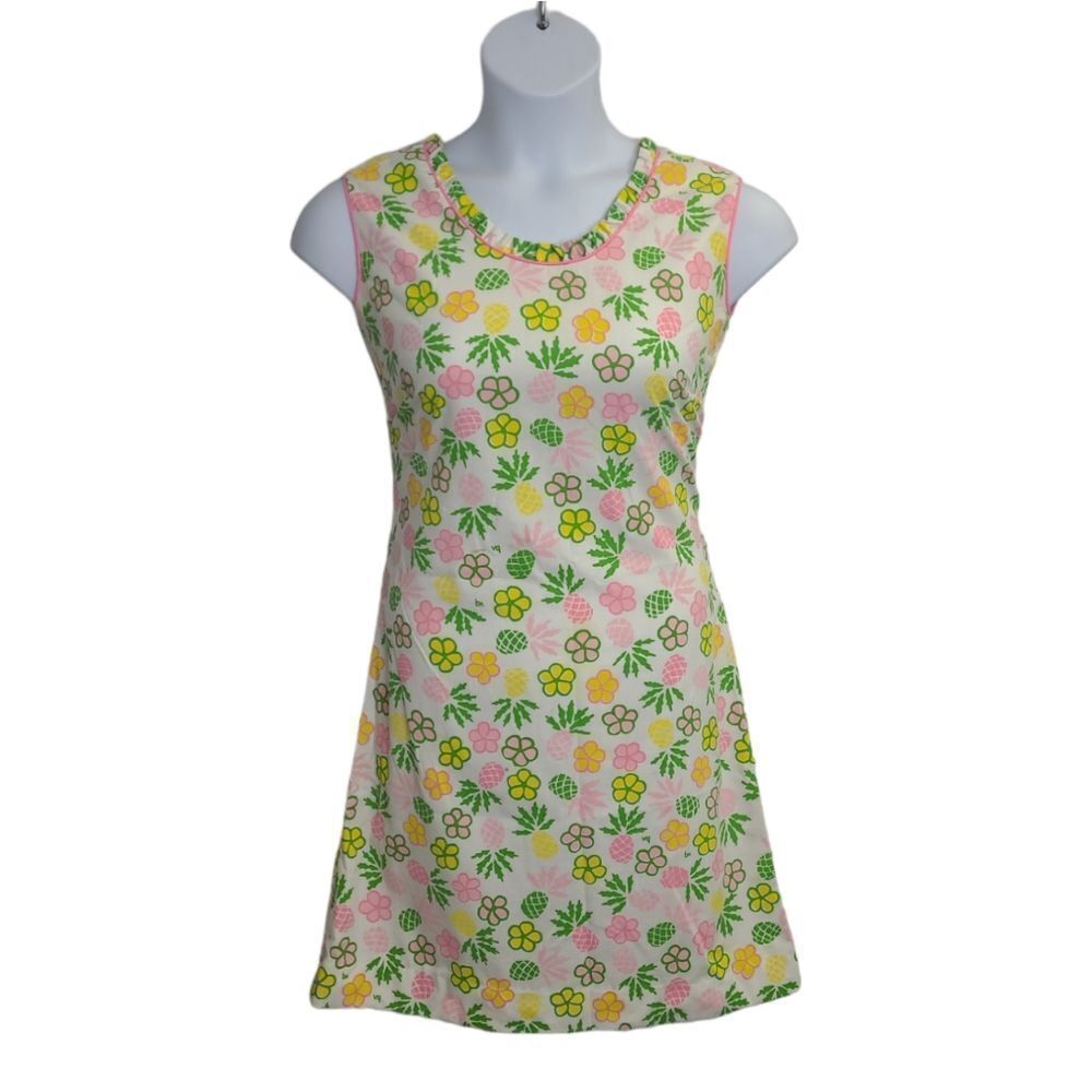 VINTAGE 60s The Vested Gentress pineapple‎ floral shift mini dress S